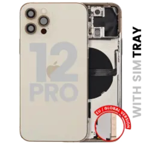 Baksida med smådelar för iPhone 12 Pro (EU / Global version) (Begagnad OEM-dragning: Klass B) (Guld)