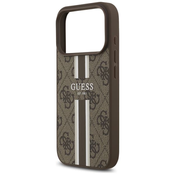 Guess 4G Printed Stripes MagSafe fodral för iPhone 17 Pro brun brun