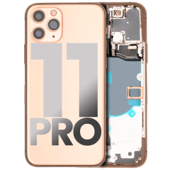 Baksida med smådelar för iPhone 11 Pro (Begagnad OEM-dragning: Klass A) (Matt Guld)