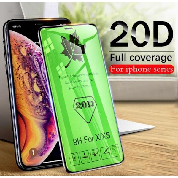 20 D Heltäckande Härdat Glas för Iphone 6,7,8,7+,8 +,X,Xr,Xs max