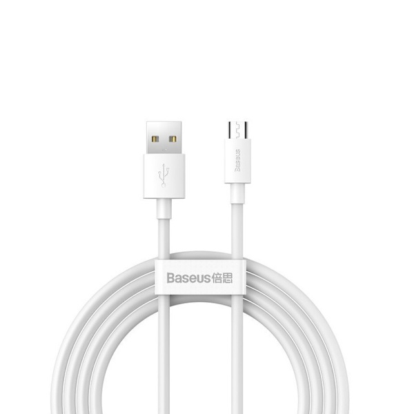 Baseus kabel Simple Wisdom USB - microUSB 1,5 m 2,1A vit 2 st