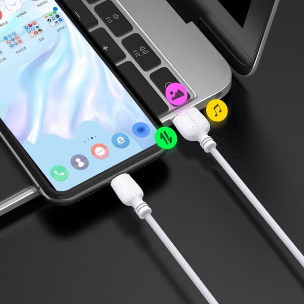2 st super kvalitet 1m usb-c laddarekabel vit