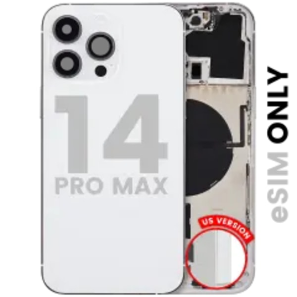 Baksida med smådelar för iPhone 14 Pro Max (amerikansk version) (begagnad OEM-dragning: Grade B) (silver)