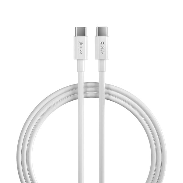 Devia väggladdare Extreme PD GaN 65W 2x USB-C 1x USB vit + kabel USB-C - USB-C laddare för bärbar dator