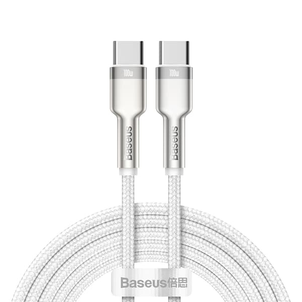 Baseus-kabel Cafule Metal PD USB-C - USB-C 2,0 m vit 100W