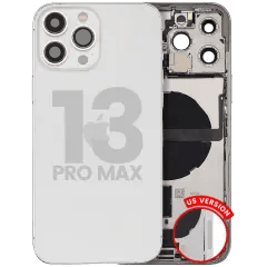 Baksida med laddningsport flex och smådelar för iPhone 13 Pro Max (amerikansk version) (begagnad OEM-dragning: klass B) (silver) silver