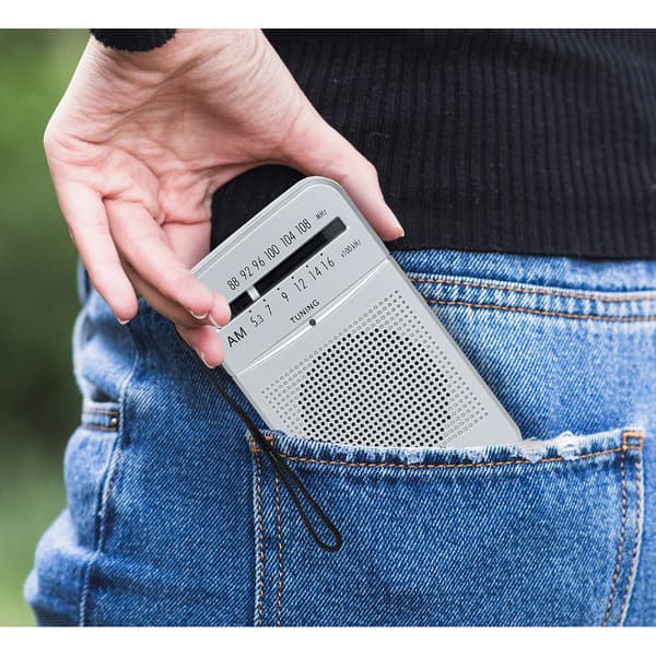 LTC bärbar fickradio LEGA, AM / FM, minijack, silver silver