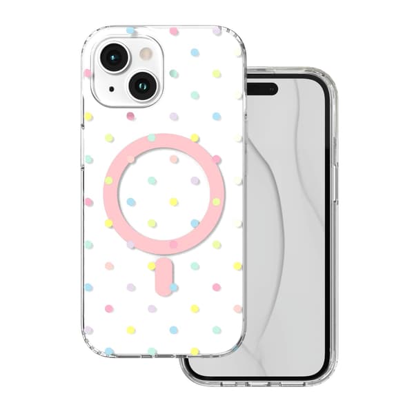 Bubble Dots Mag-fodral för iPhone 15 6,1\" vit
