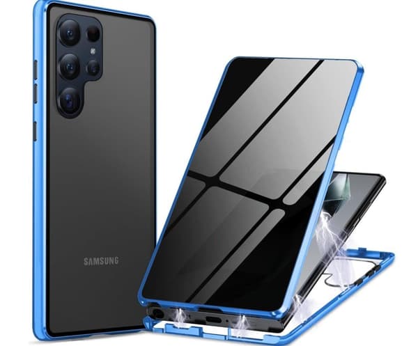 Sekretess magnetiskt fodral för Samsung S25 plus blå