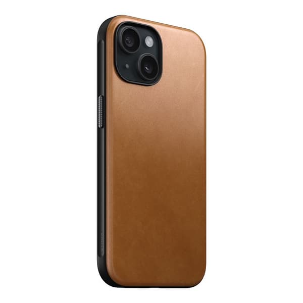 Nomad Modern Leather-fodral för iPhone 15 6,1\" engelsk tan