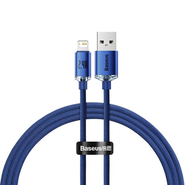 Baseus kabel Crystal Shine USB - Lightning 1,2 m 2,4A blå blå