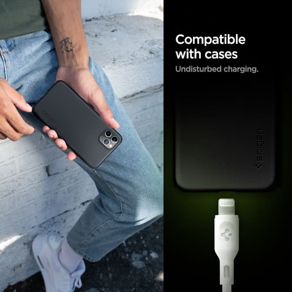 2-pack Lightning-kabel för iPhone - Spigen DuraSync 100cm Vit, MFi-certifierad