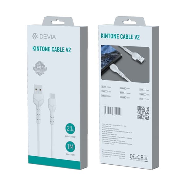 Devia kabel Kintone EC145 USB - USB-C 1,0 m 2,1A vit