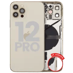 Baksida med smådelar för iPhone 12 Pro (amerikansk version) (begagnad OEM-del: B-klass) (guld) guld
