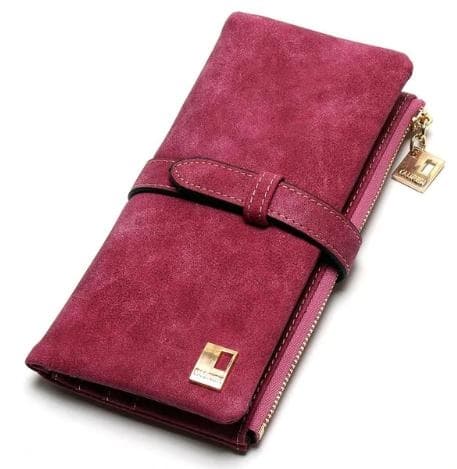 Kvinnliga Plånböcker med Dragkedja Nubuck Läder