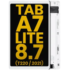 LCD-enhet med ram för Samsung Galaxy Tab A7 Lite 8.7\" (2021) (T220) (WiFi-version) (Renoverad) (Vit) vit