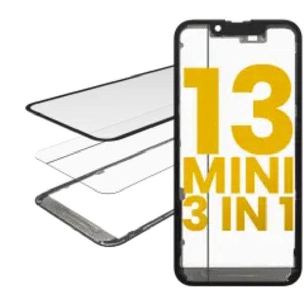 3 i 1 (glas med förinstallerad OCA + ram) för iPhone 13 Mini (OCA Master)
