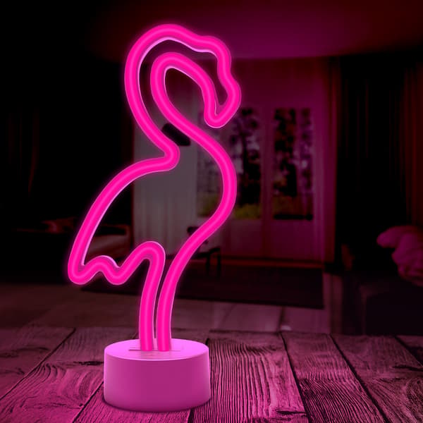 Neon LED på stativ FLAMINGO rosa USB-C FSC-11 Forever Light rosa