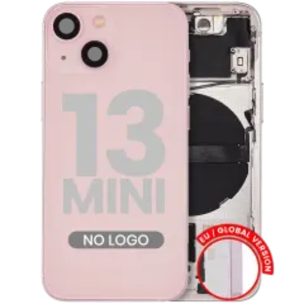 Baksida med smådelar för iPhone 13 Mini (EU / Global version) (Eftermarknad Plus) (Rosa)