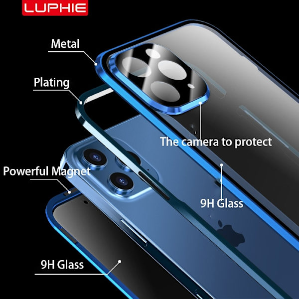 magnetfodral för iphon 12 pro max blå
