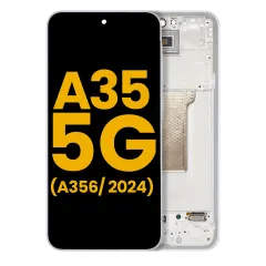 OLED-enhet med ram för Samsung Galaxy A35 5G (A356 / 2024) (Renoverad) (Iceblue) blå
