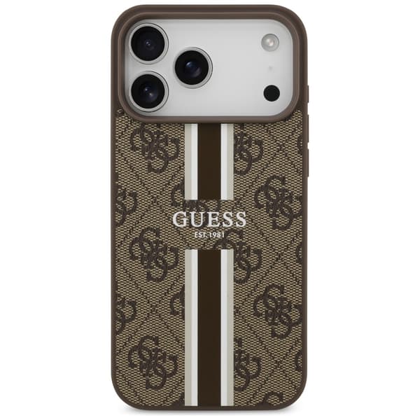 Guess 4G Printed Stripes MagSafe-skal för iPhone 17 Pro Max brun
