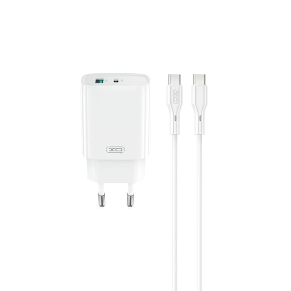 XO Wall Charger CE30 PD 30W 1x USB-C 1x USB White + USB-C - USB-C Cable
