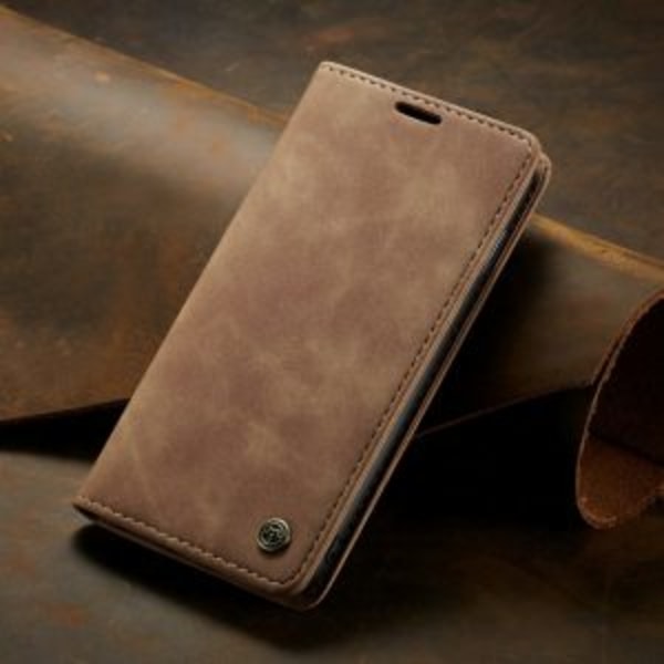 Läderfödral caseme 0013 för Iphone 15 plus ljusbrun brun