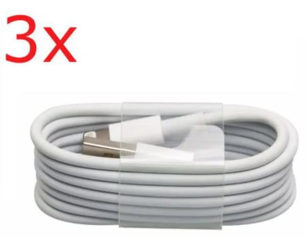 3-pack iPhone Snabbladdare (2 m) – Vit vit