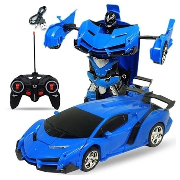 1:18 24 CM RC bil 2 i 1 Transformer Robot bil blå blå