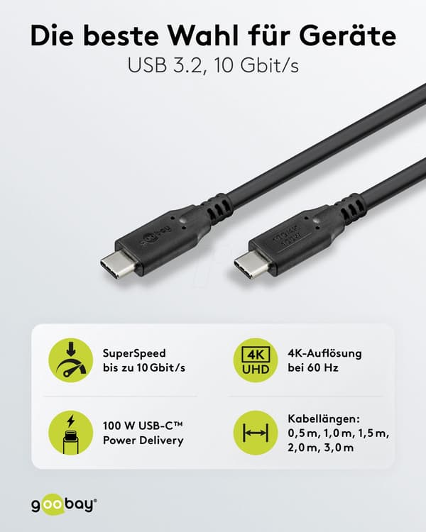 goobay 74199 USB3.2 100W USB-C Kabel 0.5 m