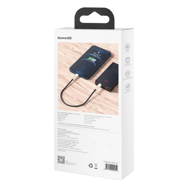 Baseus kabel Cafule Metal PD USB-C - Lightning 0,25 m svart 20W svart