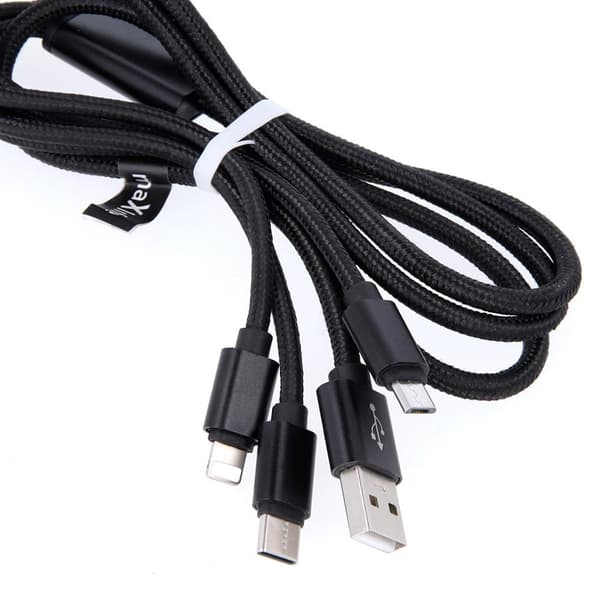 3-I-1 kabel USB - Lightning + USB-C + Micro-USB 1,0 m