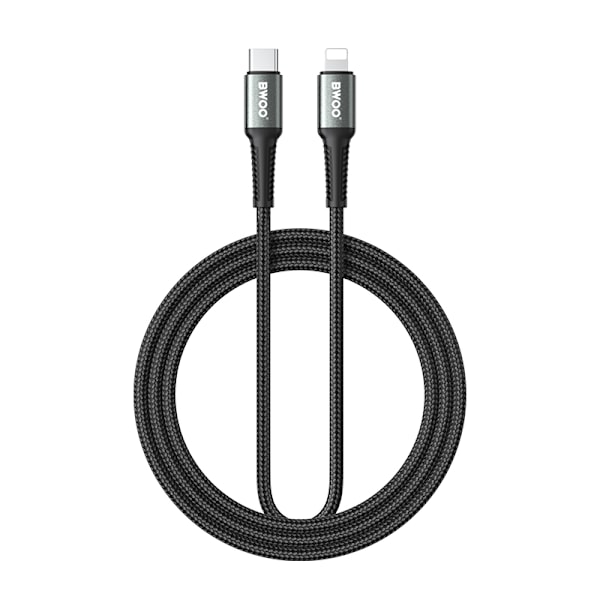 BWOO Flätad kabel USB-C - Lightning 2m 30W svart