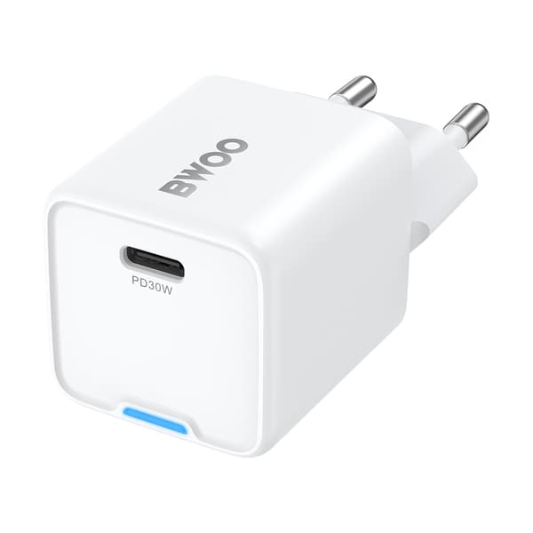 BWOO GaN PD väggladdare 30W 1x USB-C port 1A vit vit