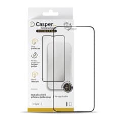 Casper Pro Silikon Härdat Glas för iPhone 15 Plus / 16 Plus (Detaljhandelsförpackning) (Klar) röd