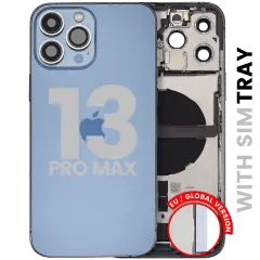 Baksida med laddningsport flex och smådelar för iPhone 13 Pro Max (EU / Global version) (Begagnad OEM-dragning: Klass C) (Sierra Blue) blå