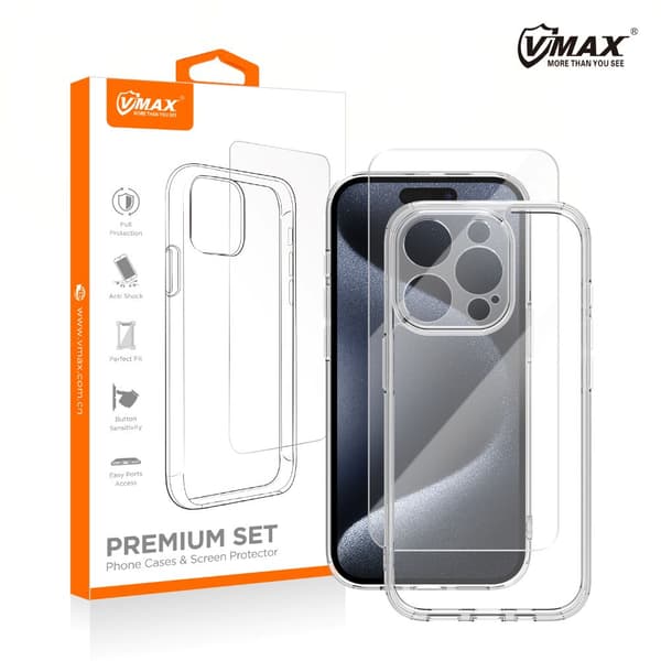 Vmax set fodral + glas 2,5D premium för Samsung Galaxy A24 4G transparent