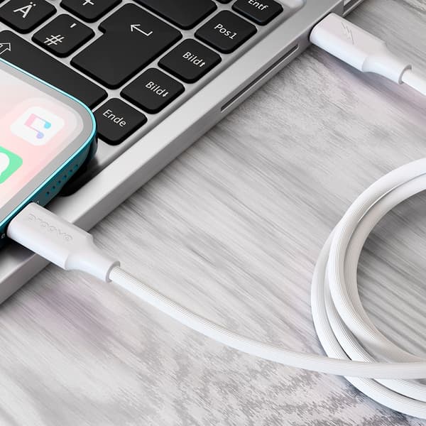 Proove kabel Randig Silikon USB-C - Lightning 1m 3A vit