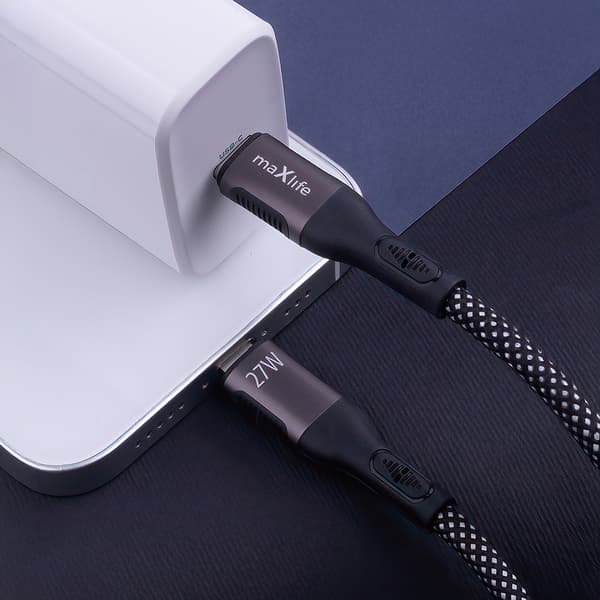 Maxlife MXUC-11 magnetisk kabel USB-C - Lightning 1,0 m 27W svart nylon