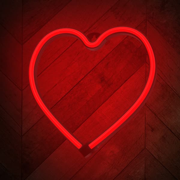 Neon LED-ljus HJÄRTA röd Fladdermus + USB FLNE07 Forever Light