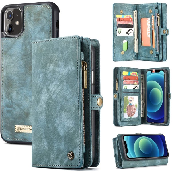 Läderfodral för plånbok med dragkedja för iphone 13 pro grön grön