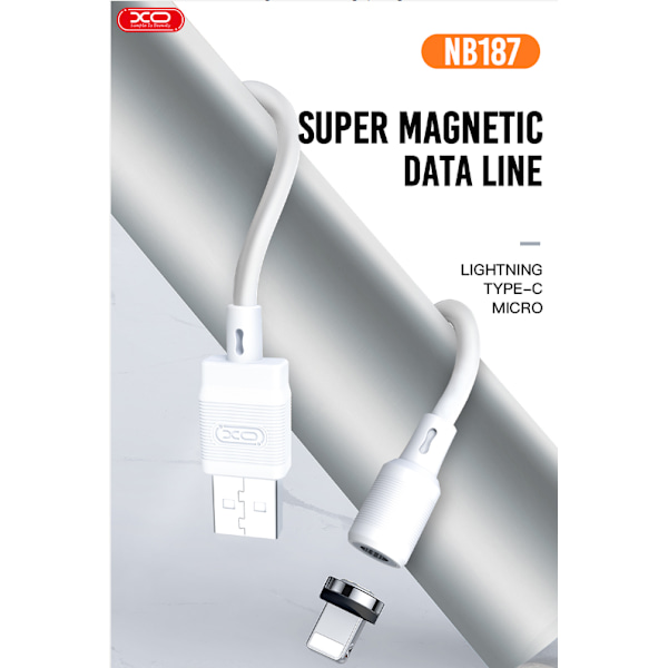 XO® 1m magnetisk NB187 USB - Lightning vit