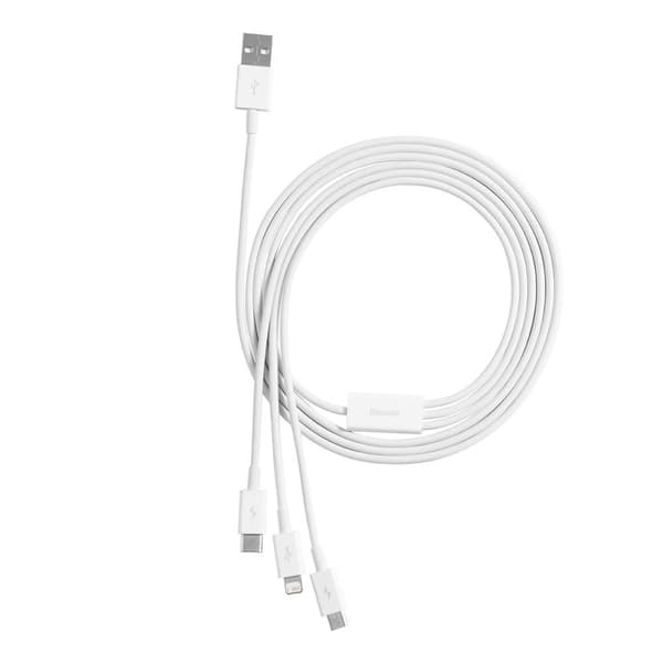 Baseus kabel 3in1 Superior USB - Lightning + USB-C + microUSB 1,5 m 3,5A vit vit