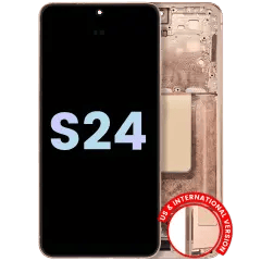 OLED-enhet med ram för Samsung Galaxy S24 5G (amerikansk och internationell version) (servicepaket) (sandstensorange)