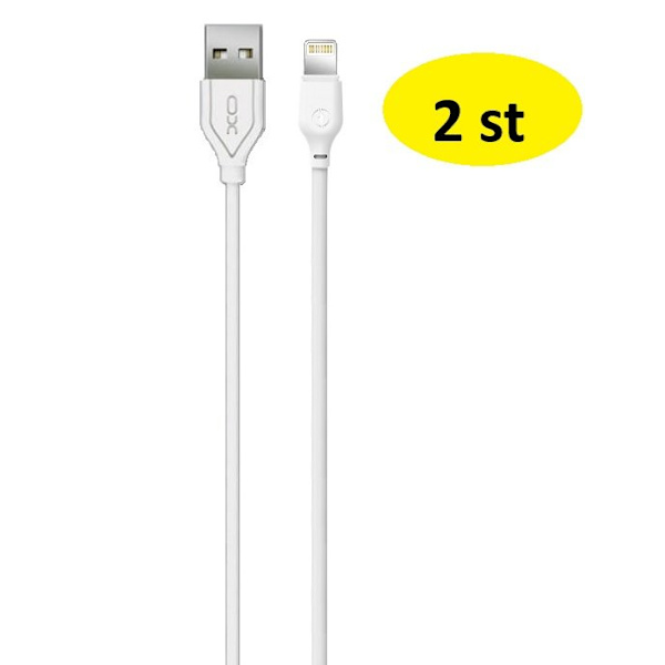 2 st 2m XO USB-A till Lightning-kabel white