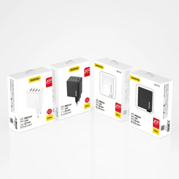 Dudao snabbladdare 3x USB / 1x USB Typ C 20W, PD, QC 3.0 vit (A5H) vit