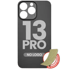 Bakglas med 3M-lim för iPhone 13 Pro (ingen logotyp / stort kamerahål) (grafit) svart