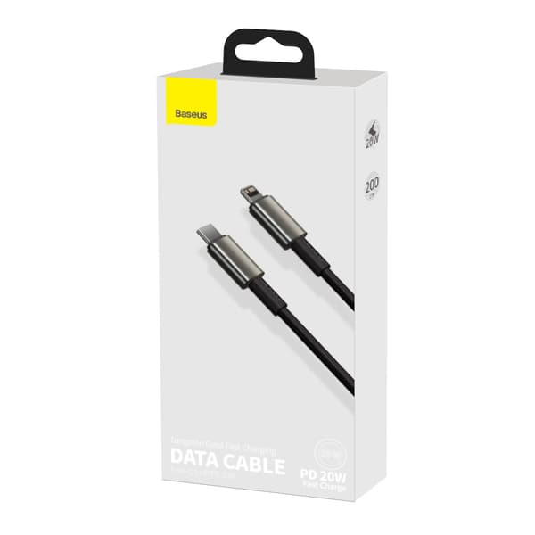 Baseus kabel Tungsten PD USB-C - Lightning 2,0 m svart 20W svart