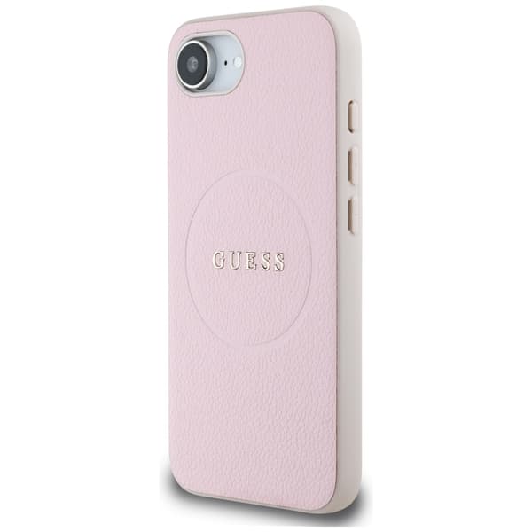 Guess HC MagSafe PU Grained guld Ring fodral för iPhone 16e rosa